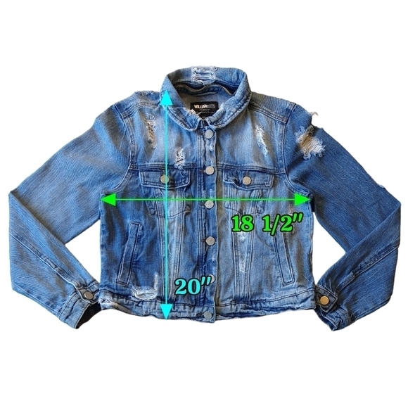 William Rast 100% Cotton Distressed Denim Button-Up Cropped Jacket - Picture 3 of 7